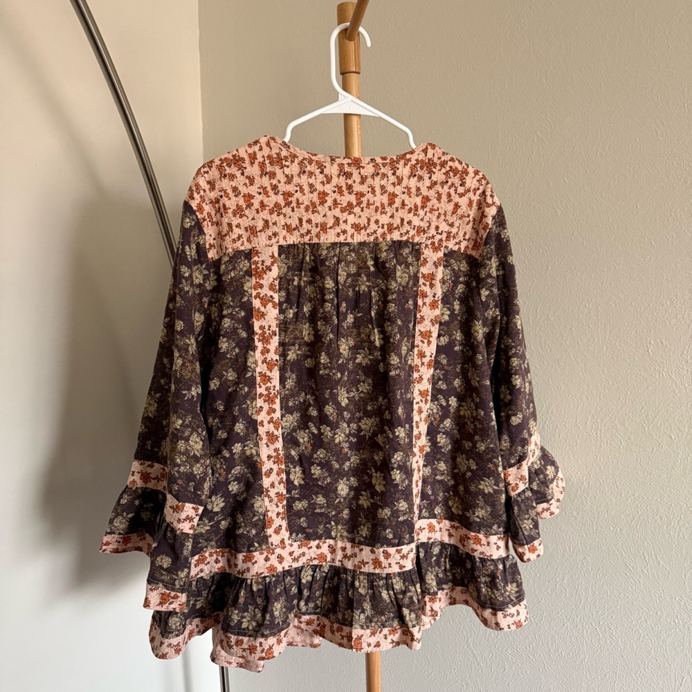 Logo Lab by Lori Goldstein Boho 3/4 Sleeve Crew Neck Bed Jacket Women’s Size 1X - Picture 11 of 12